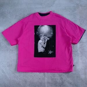 WE11DONE Navy And Pink Reversible Gig T-Shirt UNISEX